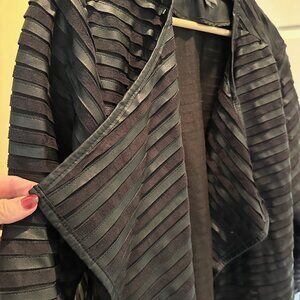 Faux Black Leather & Suede Limited Moto Jacket with Lapels